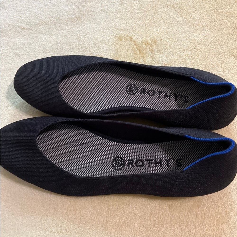 Rothy Classic Rounded Toe Solid Black Flats - image 2
